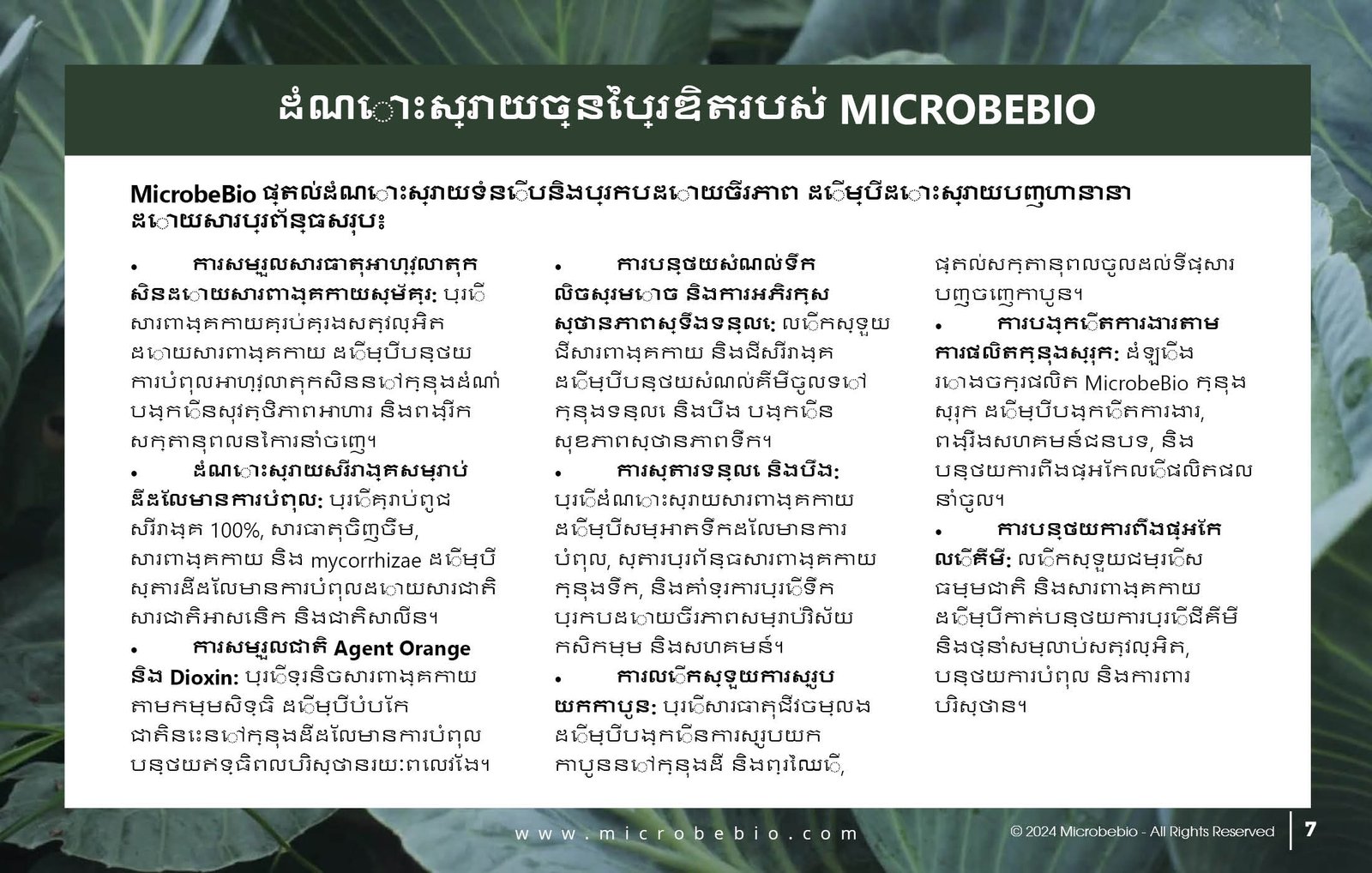 MICROBEBIO - DE XUAT SAN PHAM MICROBEBIO - CAMBODIA - 11 25 247